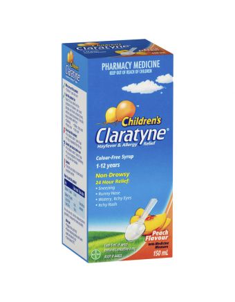 Children's Claratyne Hayfever & Allergy Relief 1-12 Years Peach 150mL