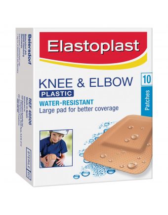 Elastoplast Knee & Elbow Plastic Water-Resistant Patches 10 Pack