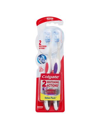 Colgate 360° Optic White Platinum Medium Manual Toothbrush 2 Pack