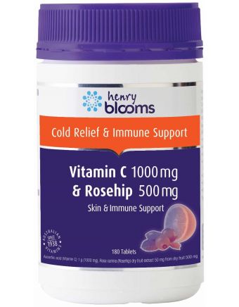 Henry Blooms Vitamin C 1000Mg + Rosehip 500Mg 180 Tablets