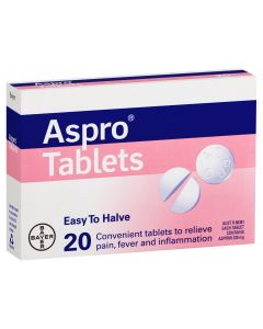 Aspro Clear Pain Relief Aspirin Easy To Halve 20 Tablets