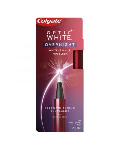 Colgate Optic White Overnight Teeth Whitening Treatment Pen Contains Hydrogen Peroxide Enamel Safe 2.5mL