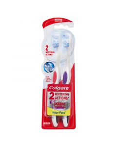 Colgate 360° Optic White Platinum Medium Manual Toothbrush 2 Pack