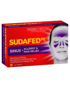 Sudafed PE Sinus + Allergy & Pain Relief 48 Tablets